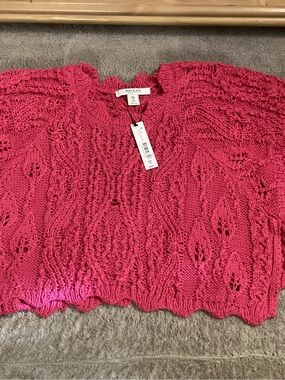 Anna & Ava Hot Pink Open-Knit Scoop Neck Sweater